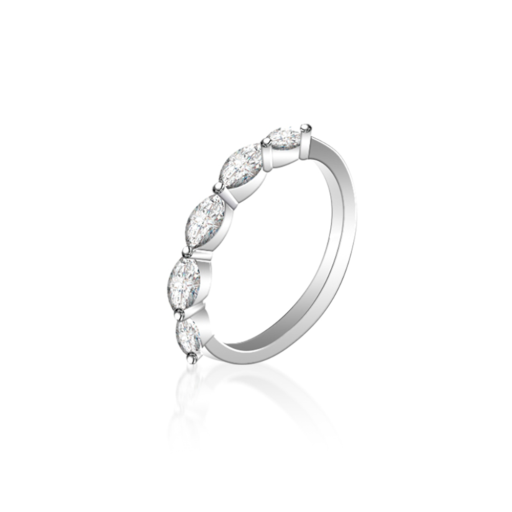 Marquise White Lab Grown Diamond in 18K White Gold Stacking Ring