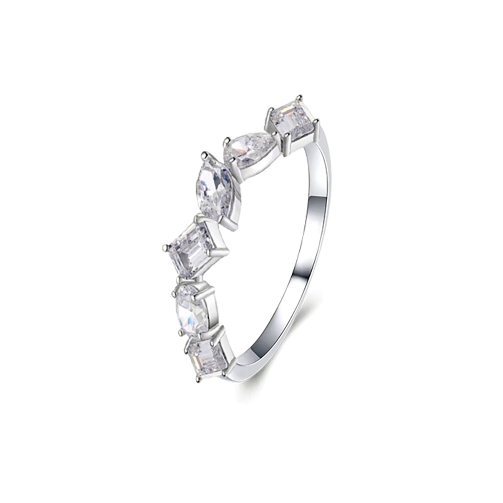 Fancy White Lab Grown Diamond in 18K White Gold Stacking Ring