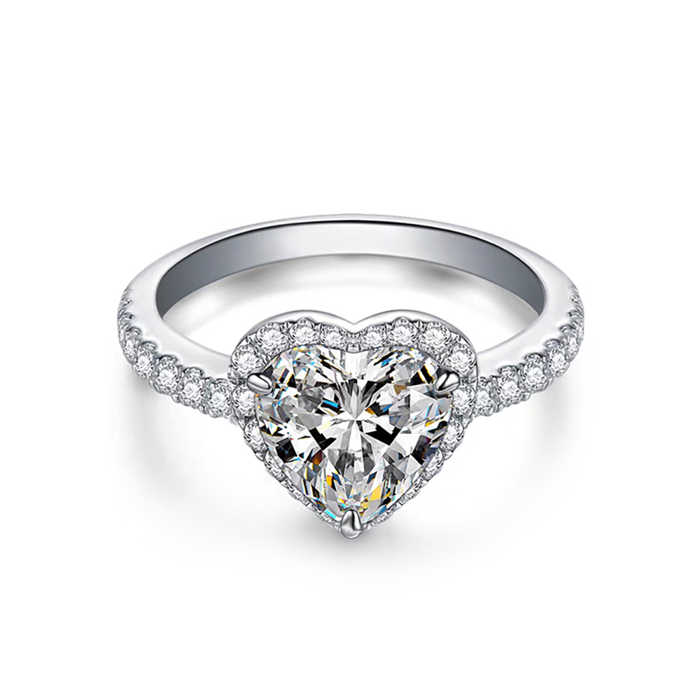 Heart Halo White Lab Grown Diamond in 18K Yellow Gold Ring