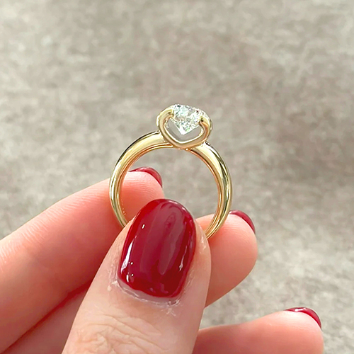 Bullhead White Lab Grown Diamond in 18K Yellow Gold Ring