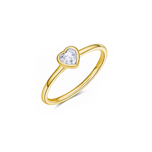 Heart White Lab Grown Diamond in 18K Yellow Gold Ring