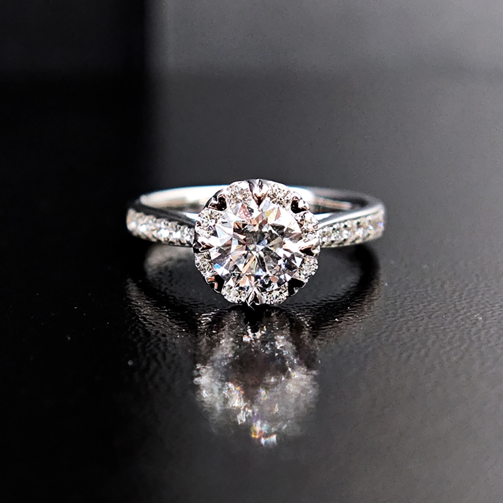 Blooming Bud White Lab Grown Diamond in 18K White Gold Ring