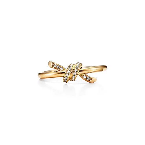 Knot White Lab Grown Diamond in 18K Yellow Gold Ring