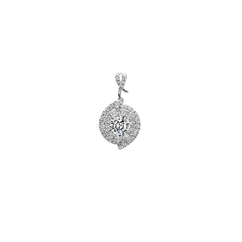 Half Moon Bend White Lab Grown Diamond in 18K White Gold Pendant