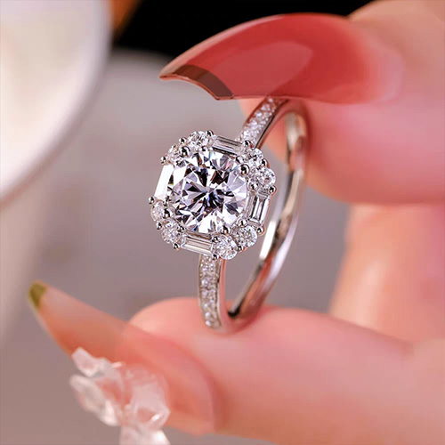 Diamond Heart White Lab Grown Diamond in 18K White Gold Ring