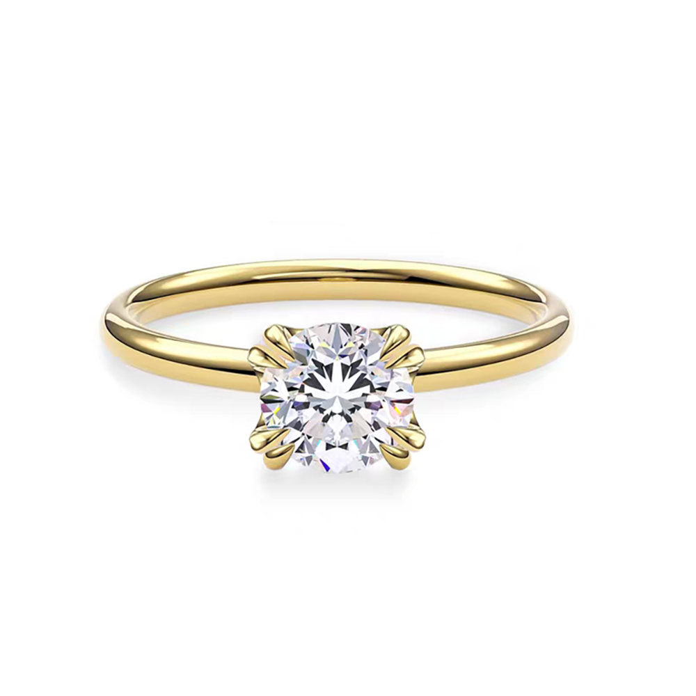 Cushion Solitaire White Lab Grown Diamond in 18K Yellow Gold Ring