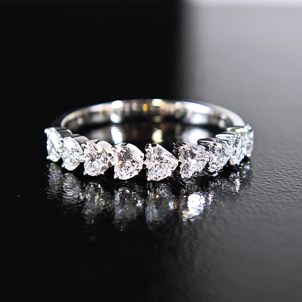 Half Eternity White Lab Grown Diamond in 18K White Gold Stacking Ring