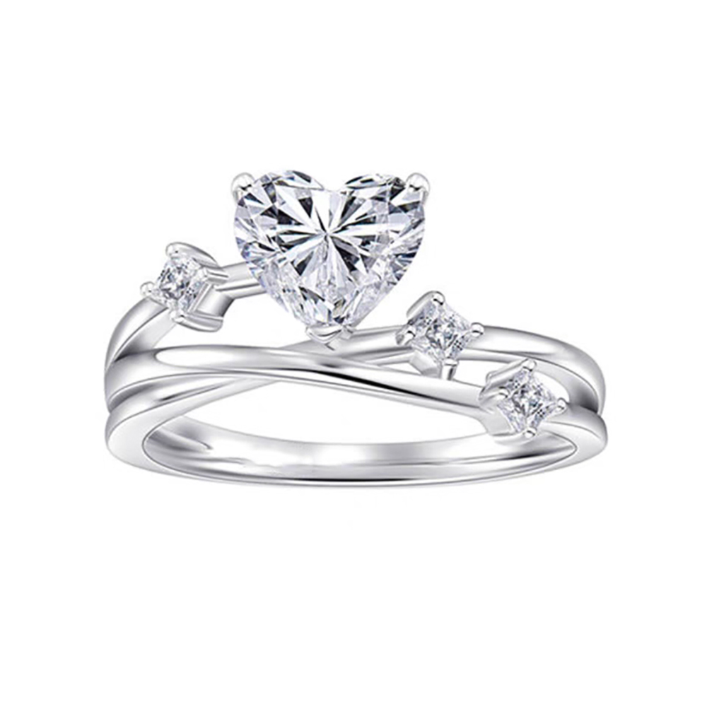 Rose Heart White Lab Grown Diamond in 18K White Gold Ring