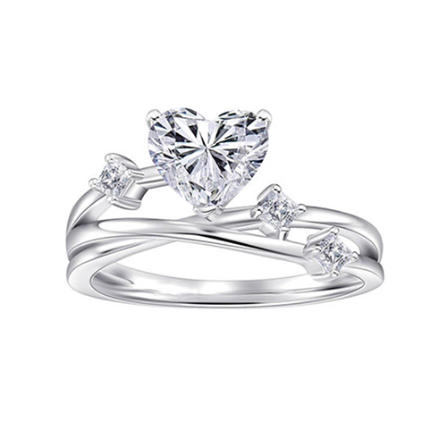 Rose Heart White Lab Grown Diamond in 18K White Gold Ring