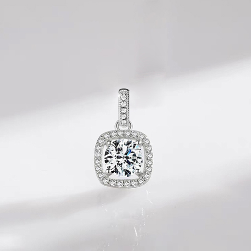 1.016ct+0.275ct Sugar Cube Style White Lab Grown Diamond in 18K White Gold Pendant