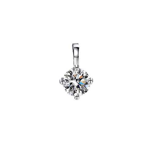 Four Prong White Lab Grown Diamond in 18K White Gold Pendant