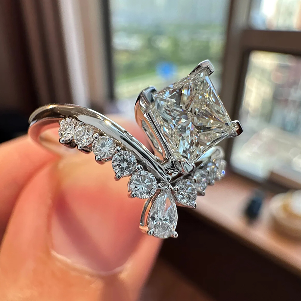 Crown Princess White Lab Grown Diamond in 18K White Gold Ring