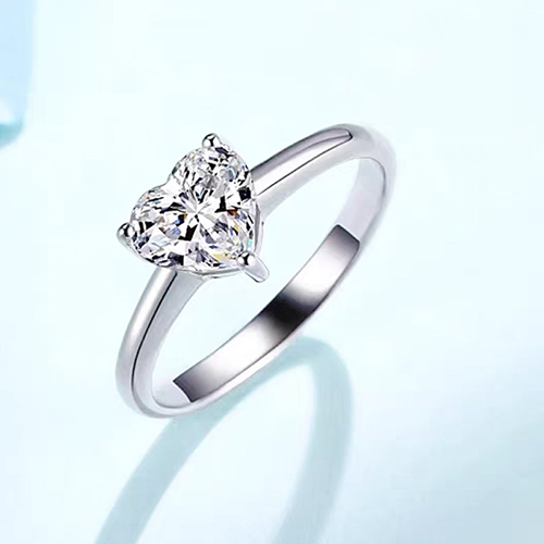 Heart White Lab Grown Diamond in 18K White Gold Ring