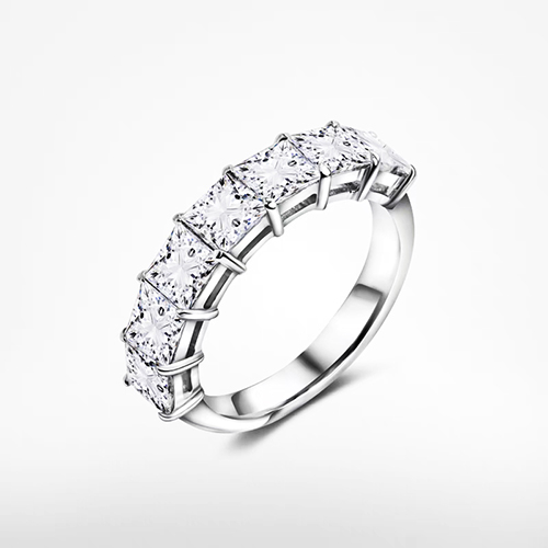 Princess White Lab Grown Diamond in 18K White Gold Stacking Ring