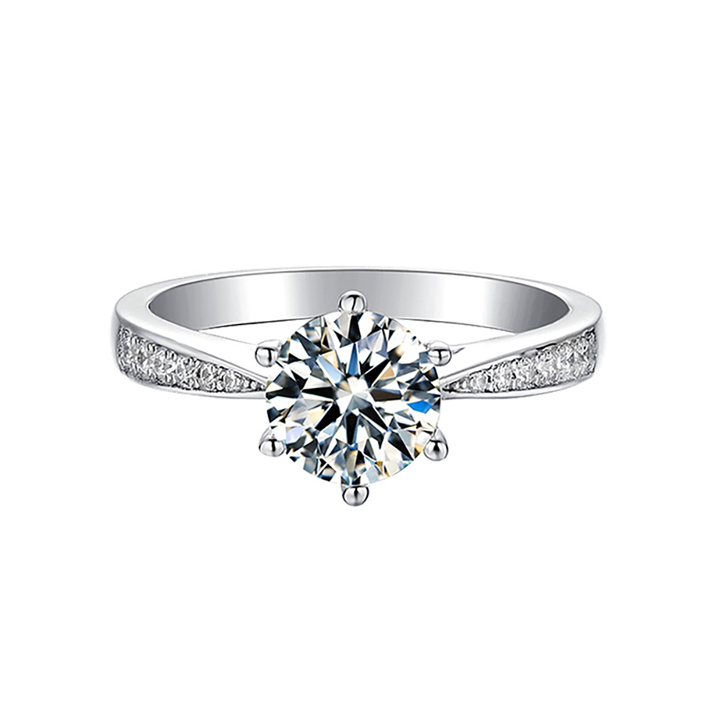 Starlight Six Prong White Lab Grown Diamond in 18K White Gold Ring