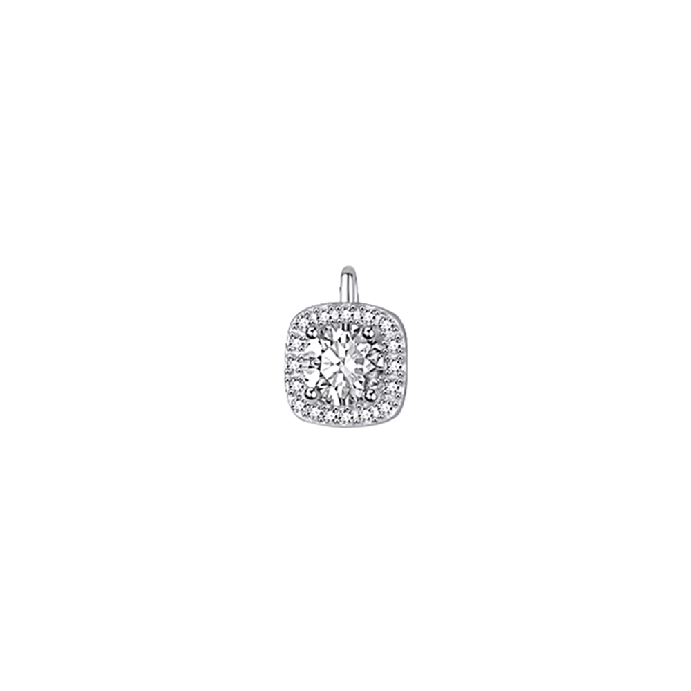 Sugar Cube White Lab Grown Diamond in 18K White Gold Pendant