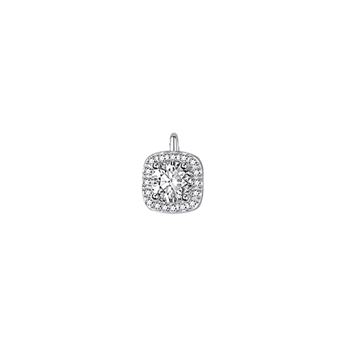 Sugar Cube White Lab Grown Diamond in 18K White Gold Pendant