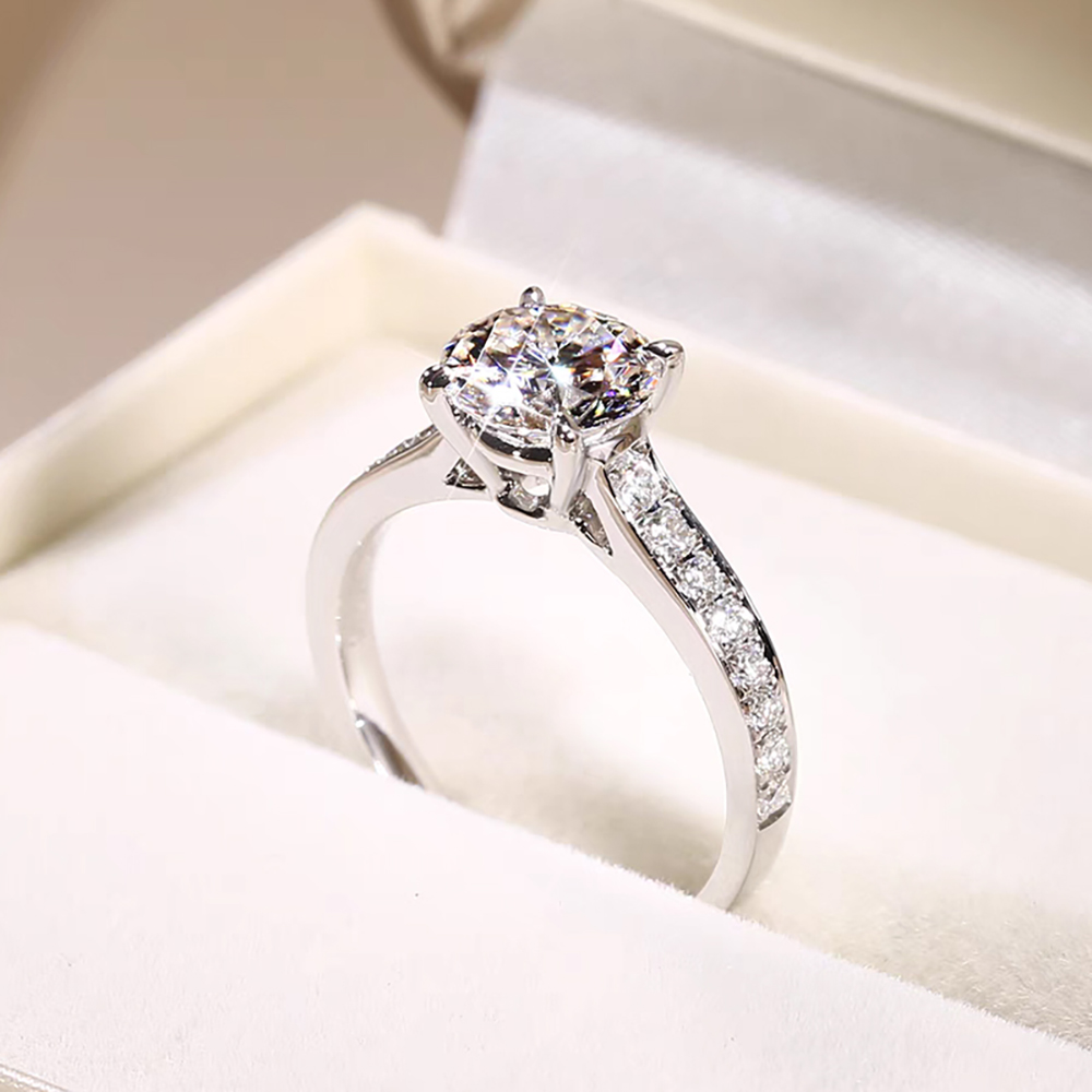 Starlight Four Prong White Lab Grown Diamond in 18K White Gold Ring