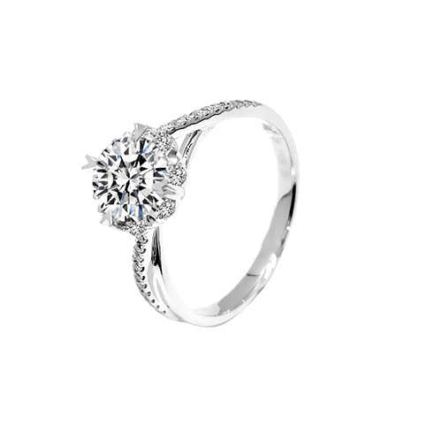 Crossed Twist Band White Lab Grown Diamond in 18K White Gold Ring