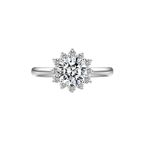 Sparkling White Lab Grown Diamond in 18K White Gold Ring