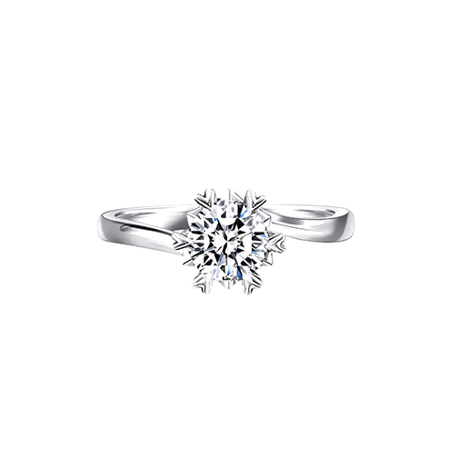 Snowflake Twisted Band White Lab Grown Diamond in 18K White Gold Ring