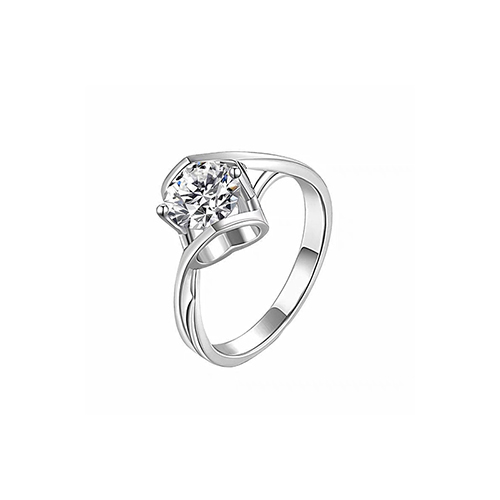 Heart Twisted Band White Lab Grown Diamond in 18K White Gold Ring