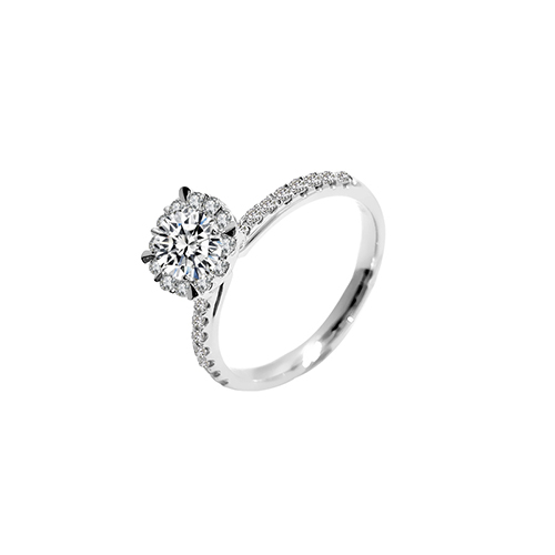 Princess Cut Bezel White Lab Grown Diamond in 18K White Gold Ring