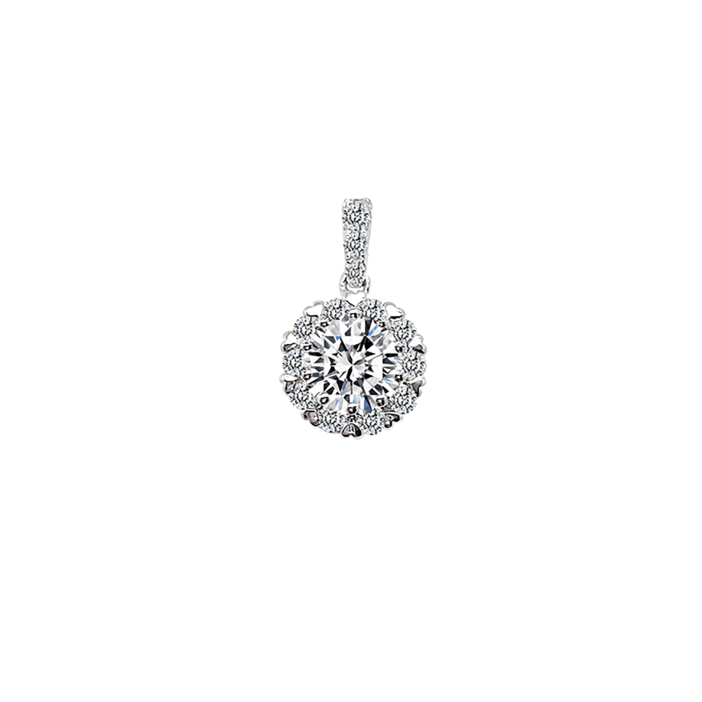 Snowflake with Full White Lab Grown Diamond in 18K White Gold Pendant