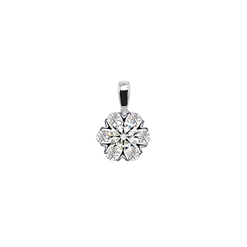 Blooming Flowers White Lab Grown Diamond in 18K White Gold Pendant