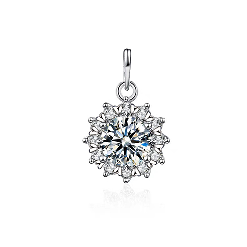 Sunflower White Lab Grown Diamond in 18K White Gold Pendant