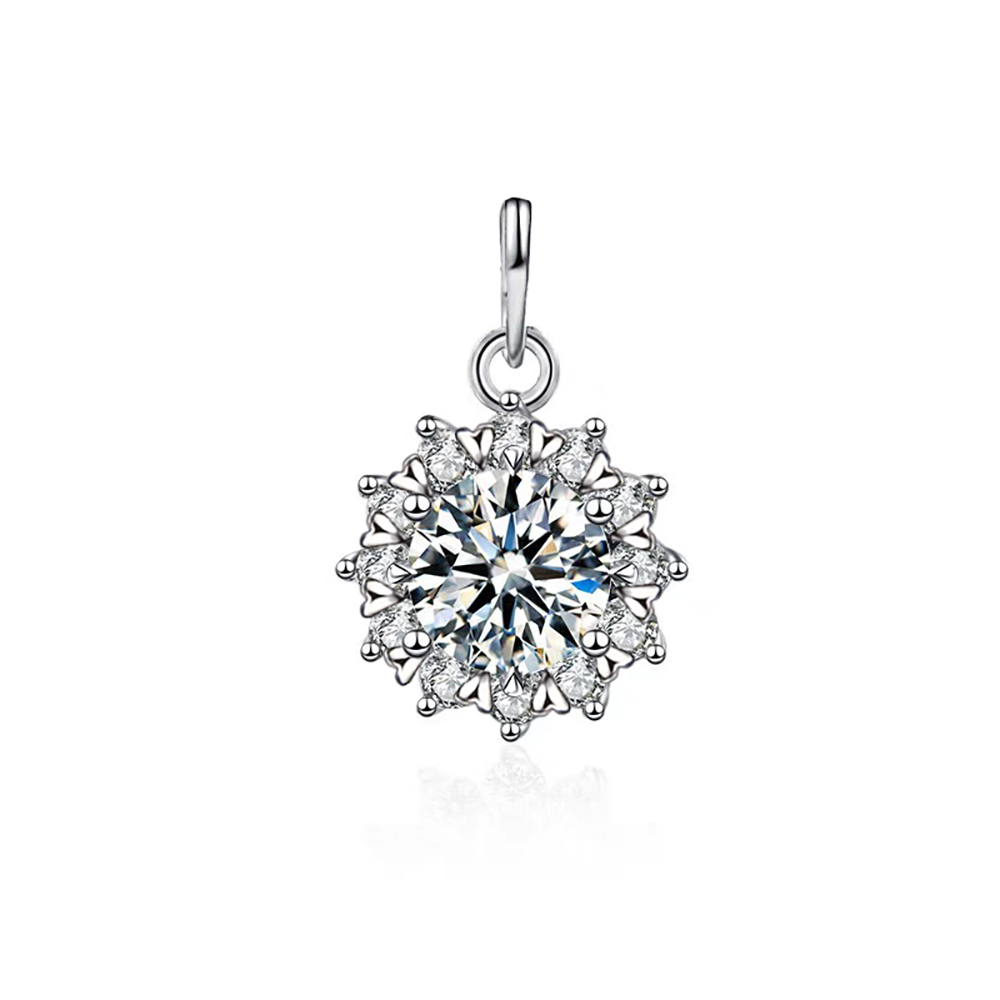 Sunflower White Lab Grown Diamond in 18K White Gold Pendant