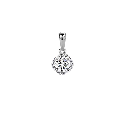 Flower Bud White Lab Grown Diamond in 18K White Gold Pendant