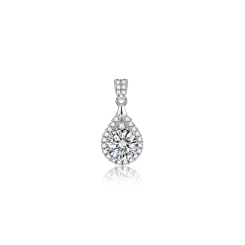 Sparkling Waterdrop White Lab Grown Diamond in 18K White Gold Pendant