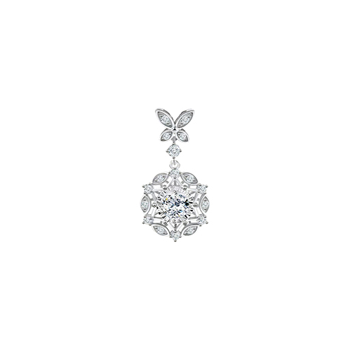 Love Grass White Lab Grown Diamond in 18K White Gold Pendant