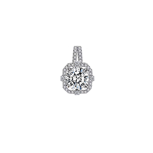 Square Shimmering White Lab Grown Diamond in 18K White Gold Pendant