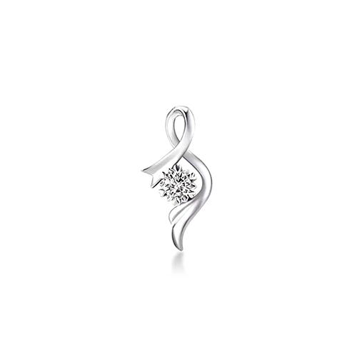 Dancing Flower White Lab Grown Diamond in 18K White Gold Pendant