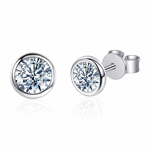 White Lab Grown Diamond in 18K White Gold Stud Earrings