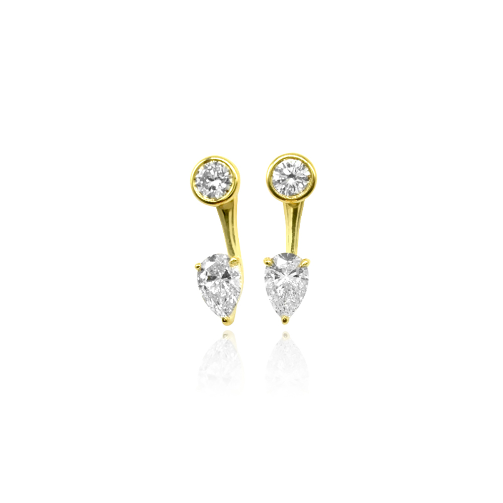 Waterdrop White Lab Grown Diamond in 18K White Gold Stud Earrings