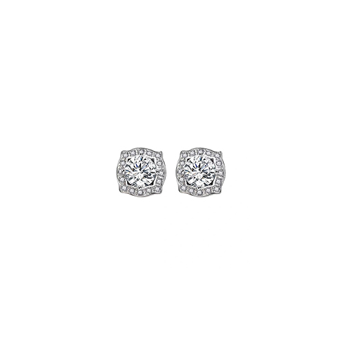 Belle White Lab Grown Diamond in 18K White Gold Stud Earrings