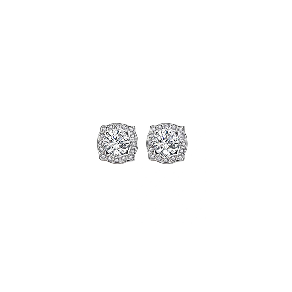 Belle White Lab Grown Diamond in 18K White Gold Stud Earrings