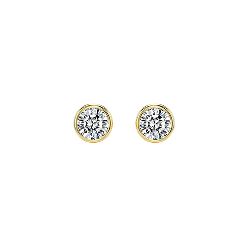 Four Prong White Lab Grown Diamond in 18K White Gold Stud Earrings