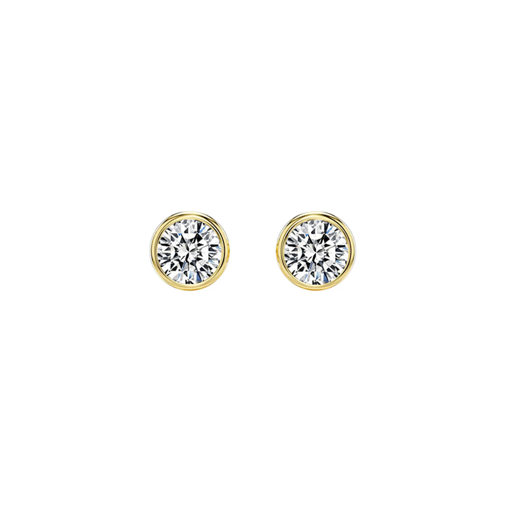 Four Prong White Lab Grown Diamond in 18K White Gold Stud Earrings