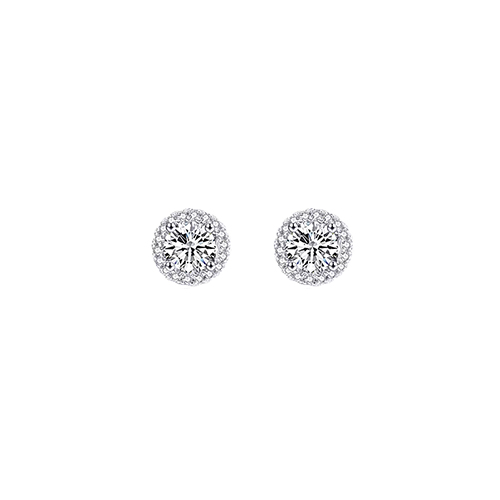 White Lab Grown Diamond in 18K White Gold Stud Earrings