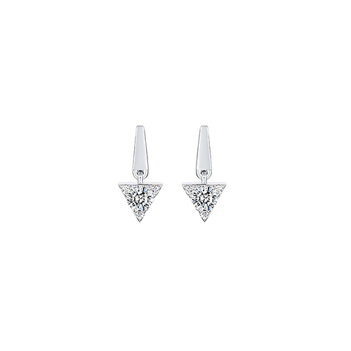 Triangle Heartbeat White Lab Grown Diamond in 18K White Gold Stud Earrings