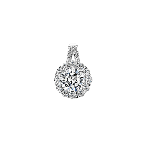 0.543ct-1.182ct round halo White Lab Grown Diamond in 18K White Gold Pendant