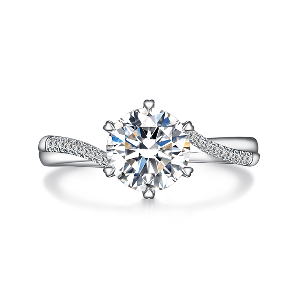 White Lab Grown Diamond in 18K White Gold Ring