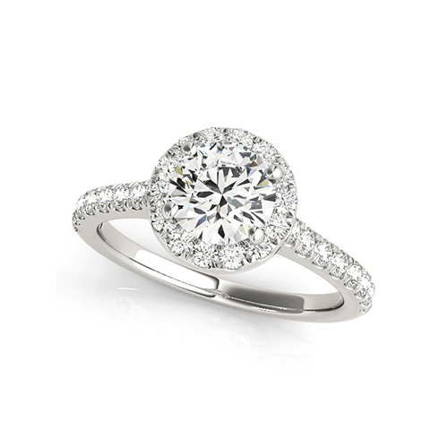 Round Halo White Lab Grown Diamond in 18K White Gold Ring