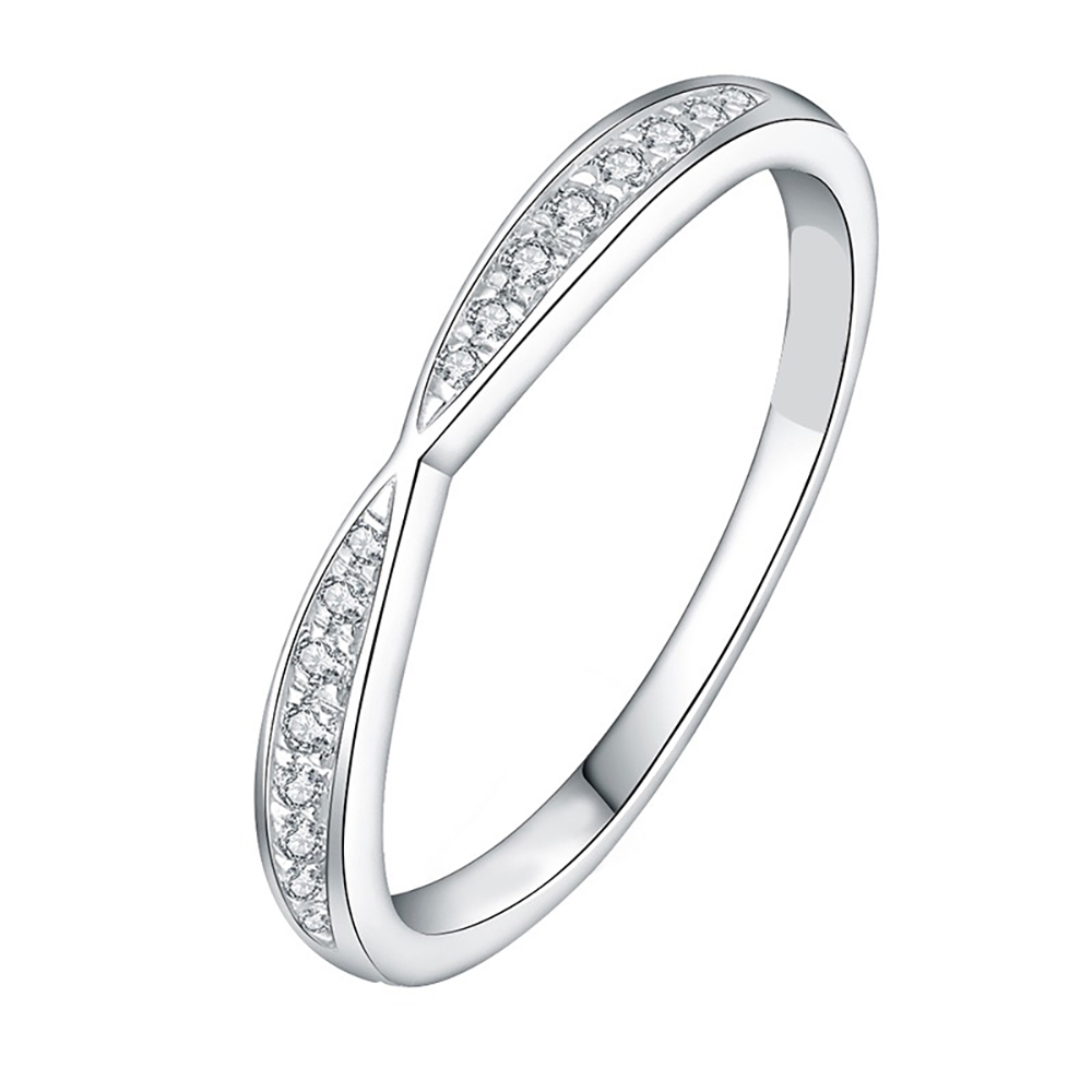 Bow Tie Diamond Band White Lab Grown Diamond in 18K White Gold Ring