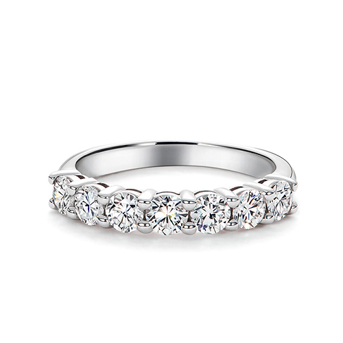 Seven Princess Diamond Band White Lab Grown Diamond in 18K White GoldStacking Ring