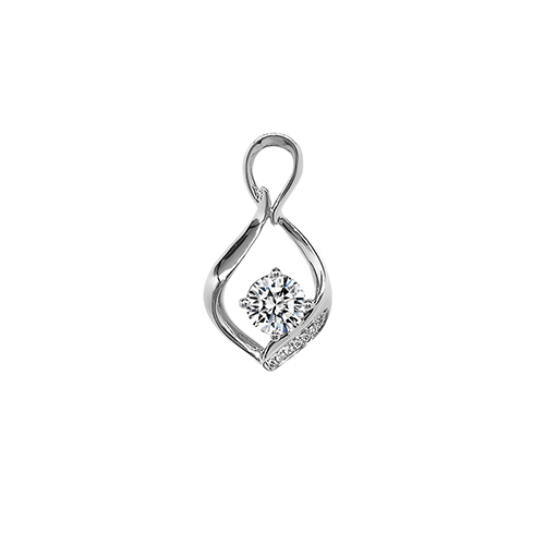 Twisted Leaf White Lab Grown Diamond in 18K White Gold Pendant